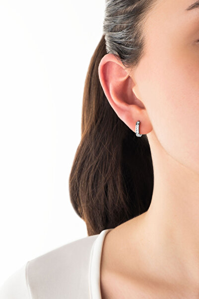 So CHIC... Minimal 18 Ayar Beyaz Altın Kaplama Gümüş Halka Küpe