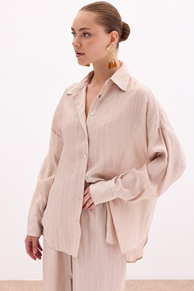 Sateen Salaş Gömlek - Bej