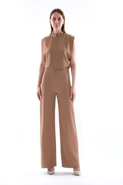 EXPLOSION Lined, Wide Leg Jumpsuit with Hidden Zipper at the Back