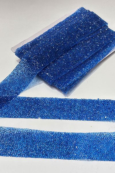 Limelia Dark Baby Blue Iron-On Stripe Stone Beads 4 cm