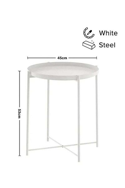 Generic ZENHOME Round Steel Table White 45x53x45cm