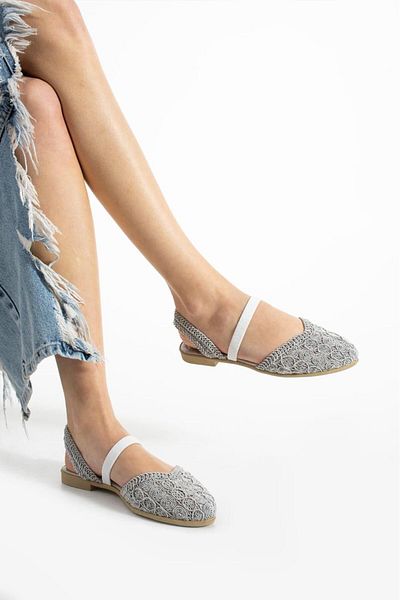 SWORD Sandale de vară - Sandale casual cu detaliu de bandă elastică împletită din dantelă - Sandaleti