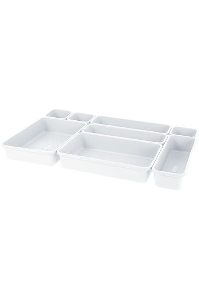 Excellent Houseware White storage box set for Excellent drawer, plastic, 8 pieces
