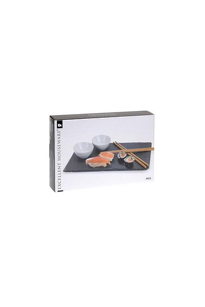 Excellent Houseware Amuse sushi serving set, slate, 7 pieces