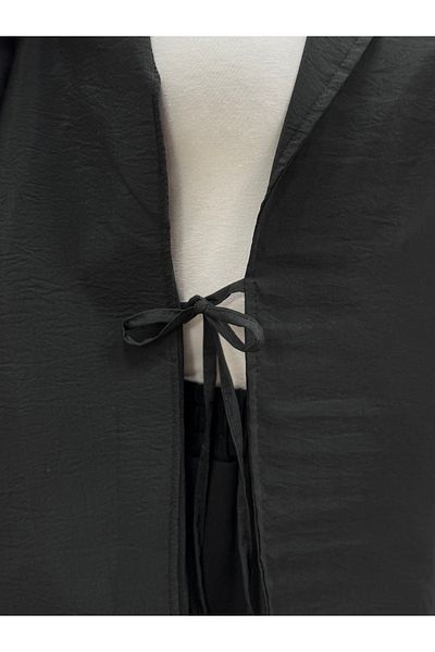 MİHRA STORE Yelinda Laced Ribbed Jacket-Bn8610 Black