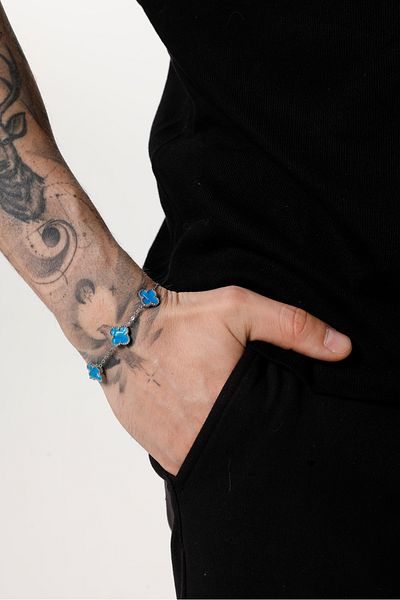 GUNESTAKI Unisex Blue Hologram Large Size Figured Design Steel Bracelet
