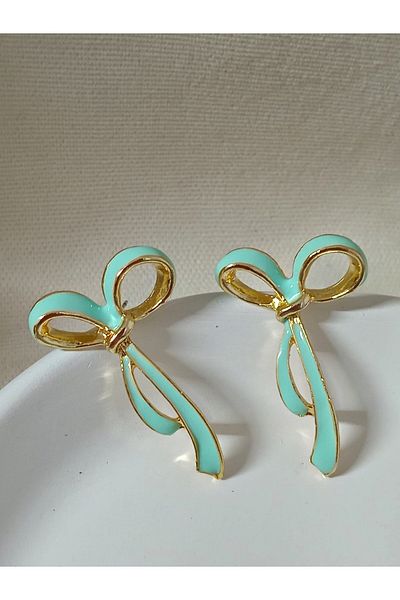 mos&more Mint Green Bow Stylish Women's Earrings