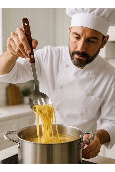 ALMUFARREJ Stainless Steel Ladle with Wooden Handle Silver/Brown
