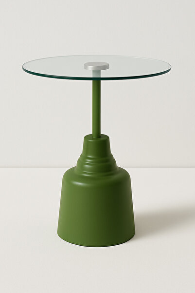 Nils Aksesuar Official Verde 57cm metal yan sehpa 4mm damperli cam