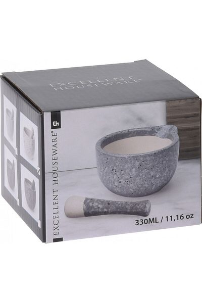 Excellent Houseware Excellent Gray ceramic mortar, 330 ml, 11 x 11 cm