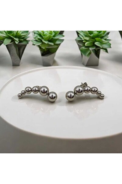 Yaseminli Butik Silver Color Topcuk Model Earrings