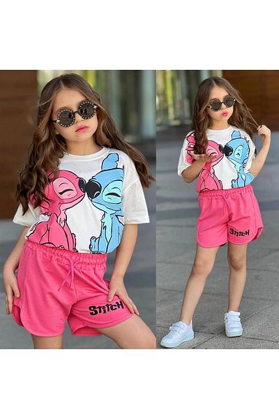 RAPAPA Girls' Short Sleeve Bottom Top Shorts Set 72063P