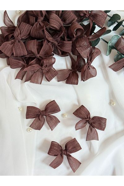 LAYLAEVENTS Linen Ribbon Ready Bow -40 Pieces-Brown