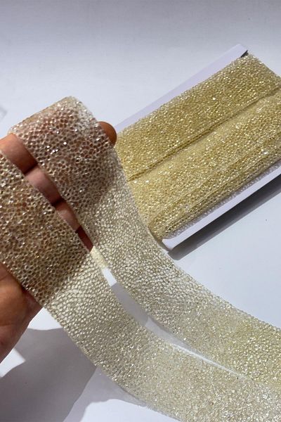 Limelia Skin Color Iron-On Stripe Stone Beads 4 cm