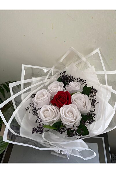 ABAS 7 li yapay beyaz gül buketi