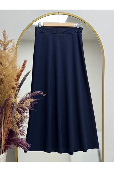 MİHRA STORE Sıla Skuba Flared Skirt-Mt1340 Navy Blue