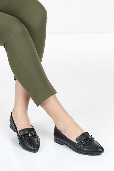apelles Shoes Women's Daily Chain Buckle Ballerinas
