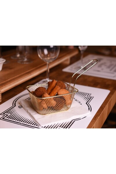 Excellent Houseware Silver potato serving basket, chrome steel, 14x10x7 cm, handle 10 cm