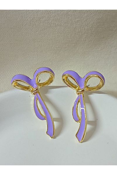 mos&more Lilac Bow Stylish Women's Earrings