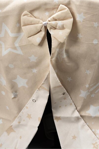 agugu غطاء عربة أطفال من القطن بنمط نجمة باللون البيج