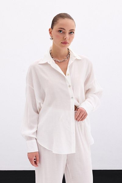 Sateen Casual Shirt - Ecru