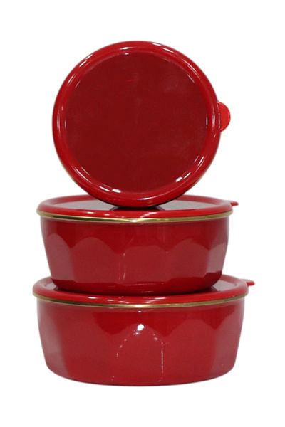 PR HOME Corner Enamel Triple Storage Set Red