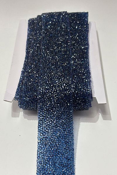 Limelia Navy Blue Iron-On Stripe Stone Beads 4 cm