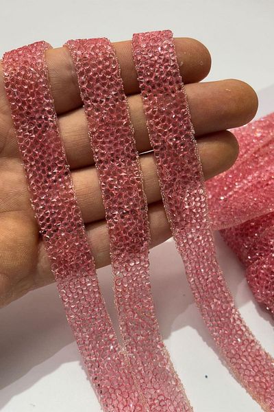 Limelia Pink Iron-On Stripe Stone Beads1.5 cm