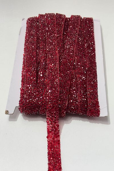 Limelia Claret Red Iron-On Stripe Stone Beads1.5 cm
