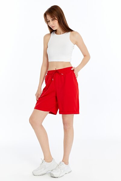 OXVİN Kadın Oversize Yumuşak Dokulu Şort Modal Karışımlı Katlamalı Paça