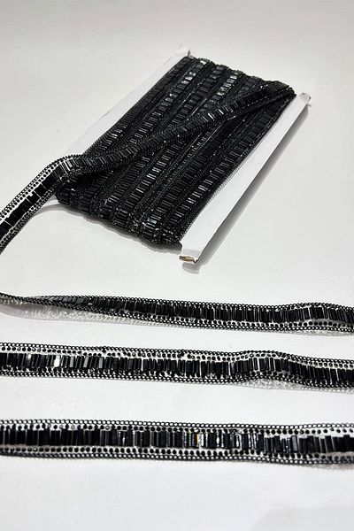 Limelia Black Pipe Beaded Iron-On Stripe Stone