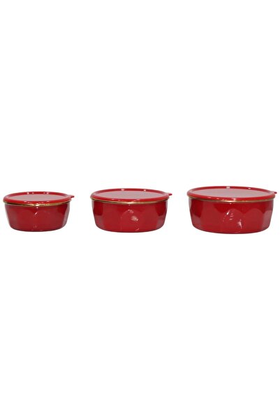 PR HOME Corner Enamel Triple Storage Set Red