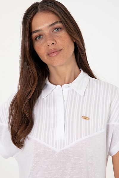 U.S. Polo Assn. Tricou alb cu gât polo pentru femei 50300663-vr013