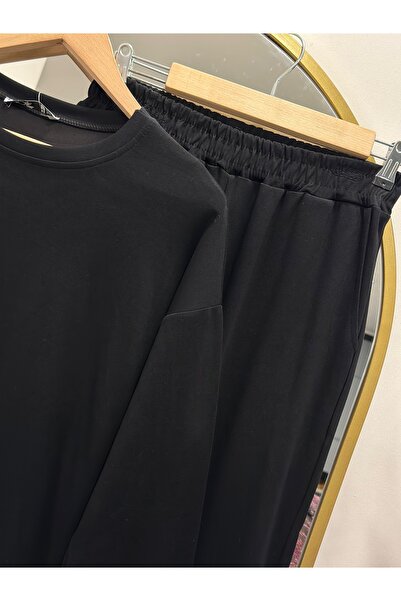 MİHRA STORE Σετ παντελόνι με ρίγες κάτω από τον κύρσο-MF1741 Μαύρο