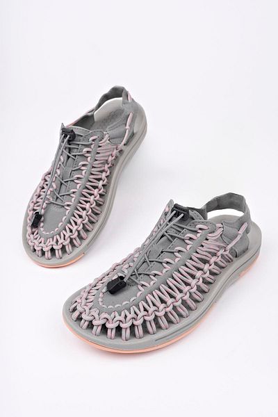 Aymood Sandale de vară unisex pentru bărbați cu șireturi elastice Papuci pentru femei Design țesut Sandale de plajă Nef