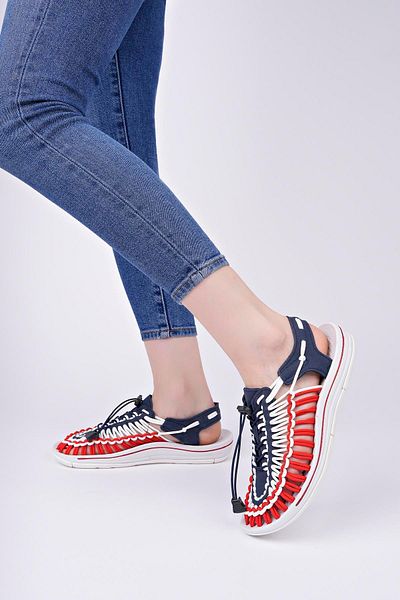 Aymood Elastic Lace-Up Unisex Summer Men's Sandals Women's Slippers Woven Design Beach Sandals Nef