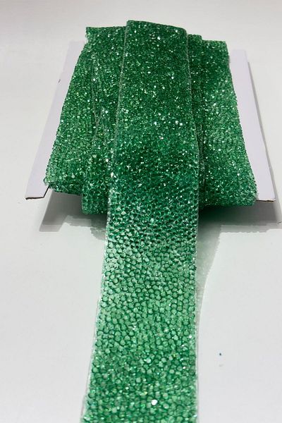 Limelia Green Iron-On Strip Stone Beads 4 cm
