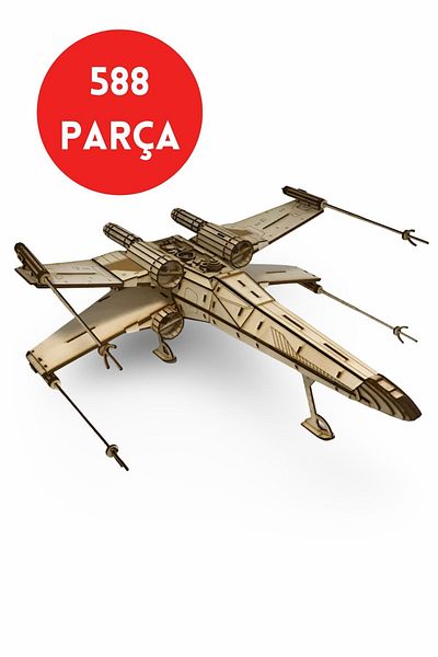 ALGWOOD 588 Pieces Star Wars X-Wing Wooden Space Fighter Model - 3D X-Wing Fighter Wooden Model