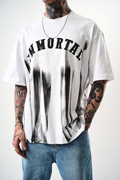 Respire Ανδρικό μπλουζάκι Immortal με στάμπα Oversize Λευκό