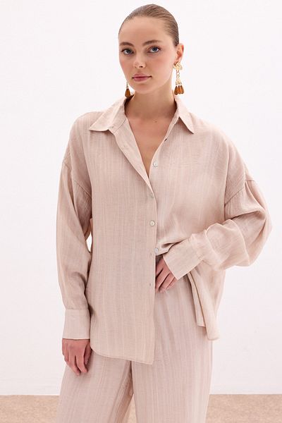 Sateen قميص كاجوال - بيج
