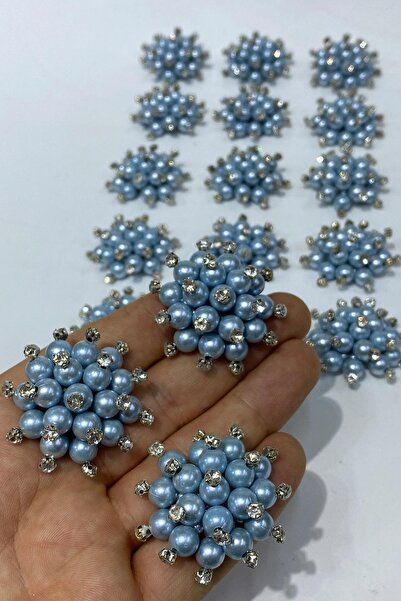 Limelia Bebe Mavi İnci Boncuklu Taşlı Broş