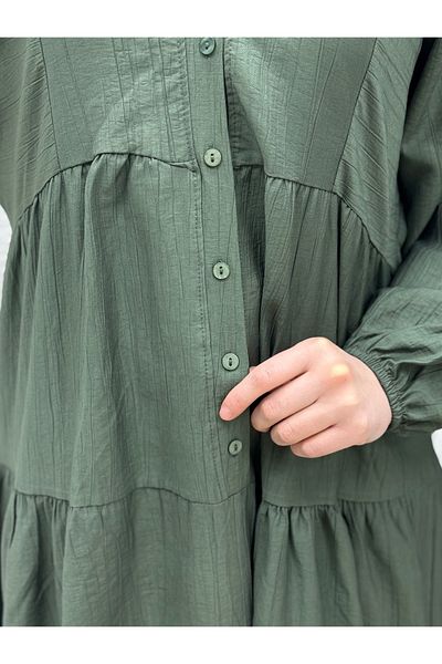 MİHRA STORE Strawberry Shabby 6 Button Dress-Na2350 Khaki
