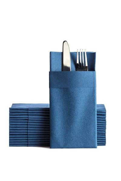 AIRLAID Navy Blue Fabric Textured Airlaid 40X40 Pocket Napkin 50 Pieces