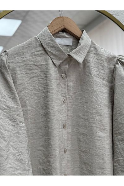 MİHRA STORE Balloon Sleeve Shirt-Bn4207 Stone