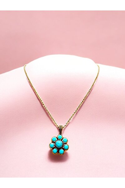 FUYA JEWELLERY Taşlı Çiçek Motif Kolye