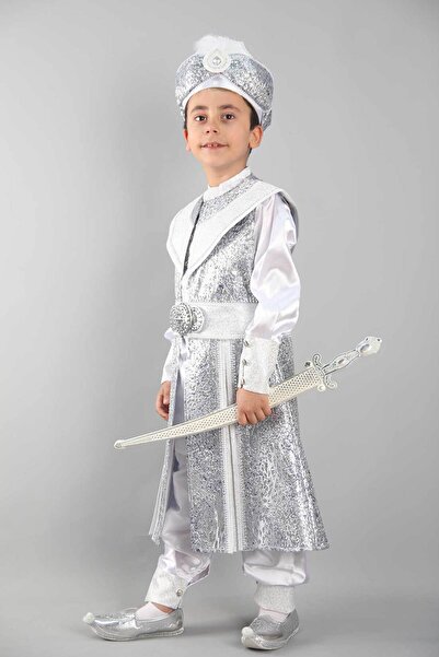 Osmanlı Sünnet Kıyafetleri Ertuğrul Beyaz Lacivert Sünnet Takımı