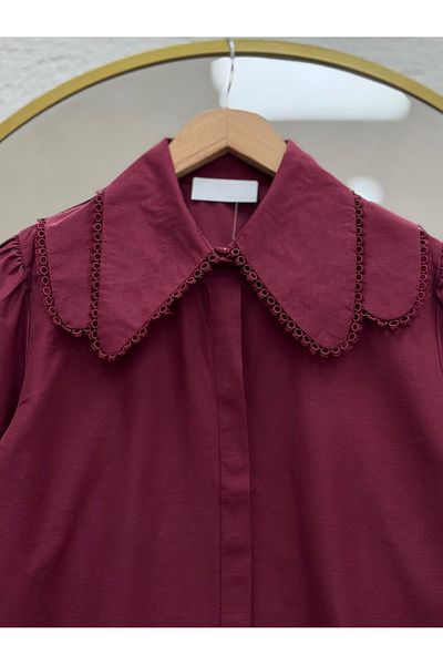 MİHRA STORE Grisons Bebe Collar Short Shirt-Çi̇470 Burgundy