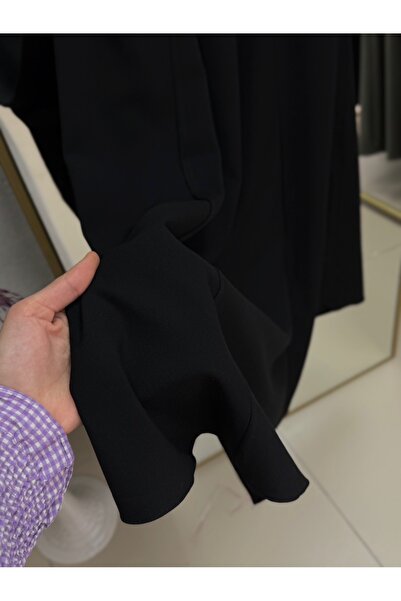 Mihra Aden Button Detaliat Curea Pânză Picior Gilet-ML2075 Negru