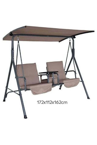 Generic 2 Seat Beige Swing Top Cover Canopy Replacement Porch Patio Outdoor Canopy Swing Chair Awning Protec