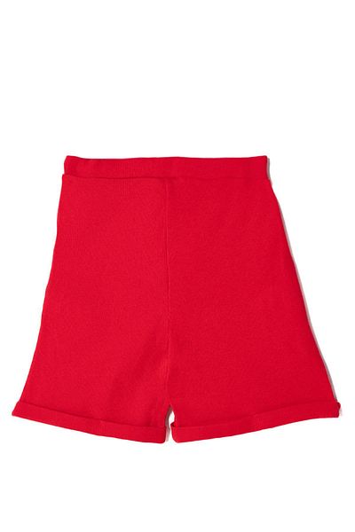 zepkids Ribbed Red Color Girl's Shorts